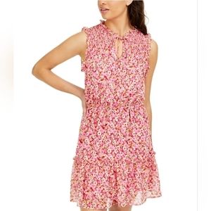 Gypsies & Moondust Sleeveless Floral Ruffled Tie Neck Dress Size Small NWOT